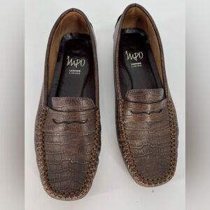 Impo Dario Brown Snakeskin Design Leather Slip On Driving Loafer Shoes